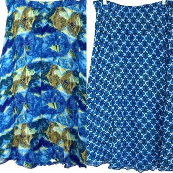 Coldwater Creek Reversible Midi Skirt Small/8 Pull on Elastic Waist Vintage Y2K - Picture 1 of 10